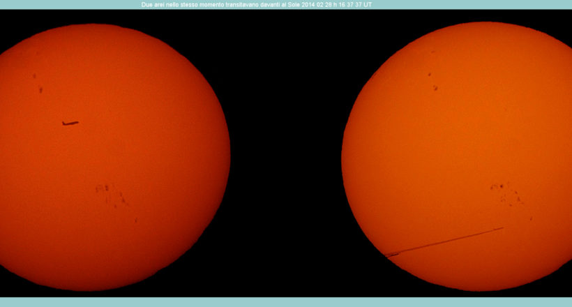 Due aerei nello stesso momento transitavano davanti al Sole