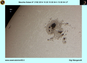 Macchia Solare naturale  N°  2192    14-10-20 15-00-54 h 13 00 54 UT