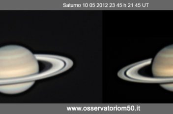 Saturno con tre satelliti