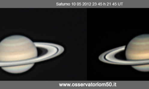 Saturno con tre satelliti